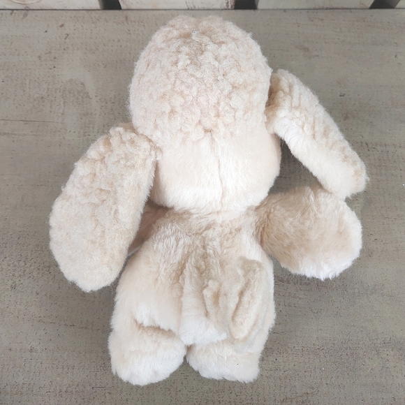 Vintage 1985 Marchon Cream Plush Poodle Puppy 9" Soft Toy Blue Eyes Floppy Ears - Picture 10 of 12